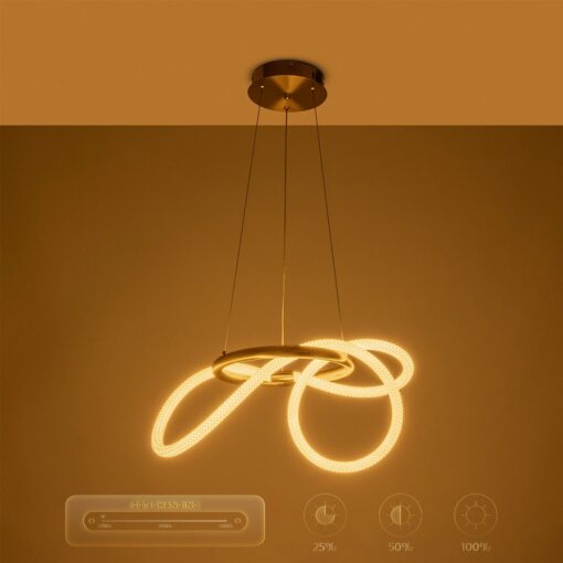 kelvo® GLOW 61657 Μοντέρνο Κρεμαστό Φωτιστικό Οροφής LED 30W 3000lm 360° AC 220-240V IP20 Ρυθμιζόμενο Λευκό CCT με Χειριστήριο από 2700K έως 6000K Dimmable – Lumileds SMD Chip – Χρυσό Πλατίνα & Λευκό Νήμα – Μ40 x Π40 x Υ35cm – 3 Χρόνια Εγγύηση
