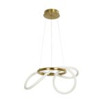kelvo® GLOW 61657 Μοντέρνο Κρεμαστό Φωτιστικό Οροφής LED 30W 3000lm 360° AC 220-240V IP20 Ρυθμιζόμενο Λευκό CCT με Χειριστήριο από 2700K έως 6000K Dimmable – Lumileds SMD Chip – Χρυσό Πλατίνα & Λευκό Νήμα – Μ40 x Π40 x Υ35cm – 3 Χρόνια Εγγύηση