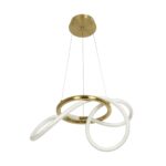 kelvo® GLOW 61657 Μοντέρνο Κρεμαστό Φωτιστικό Οροφής LED 30W 3000lm 360° AC 220-240V IP20 Ρυθμιζόμενο Λευκό CCT με Χειριστήριο από 2700K έως 6000K Dimmable – Lumileds SMD Chip – Χρυσό Πλατίνα & Λευκό Νήμα – Μ40 x Π40 x Υ35cm – 3 Χρόνια Εγγύηση