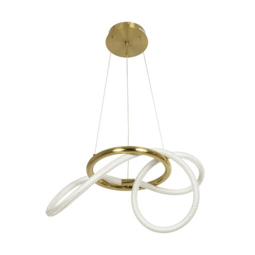 kelvo® GLOW 61657 Μοντέρνο Κρεμαστό Φωτιστικό Οροφής LED 30W 3000lm 360° AC 220-240V IP20 Ρυθμιζόμενο Λευκό CCT με Χειριστήριο από 2700K έως 6000K Dimmable – Lumileds SMD Chip – Χρυσό Πλατίνα & Λευκό Νήμα – Μ40 x Π40 x Υ35cm – 3 Χρόνια Εγγύηση