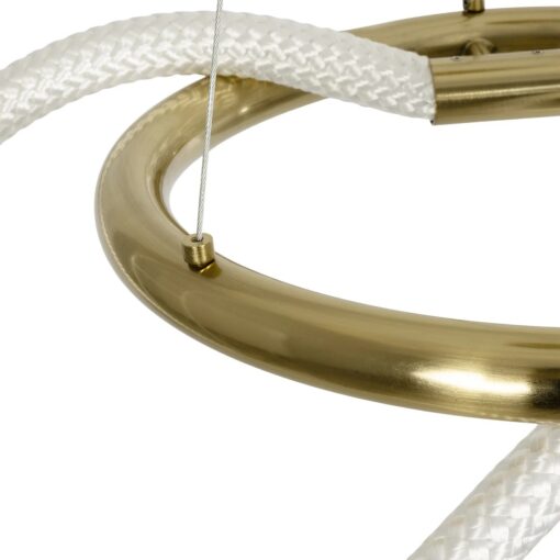 kelvo® GLOW 61657 Μοντέρνο Κρεμαστό Φωτιστικό Οροφής LED 30W 3000lm 360° AC 220-240V IP20 Ρυθμιζόμενο Λευκό CCT με Χειριστήριο από 2700K έως 6000K Dimmable – Lumileds SMD Chip – Χρυσό Πλατίνα & Λευκό Νήμα – Μ40 x Π40 x Υ35cm – 3 Χρόνια Εγγύηση