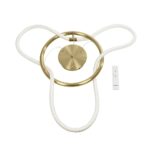 kelvo® GLOW 61658 Μοντέρνο Κρεμαστό Φωτιστικό Οροφής LED 36W 3600lm 360° AC 220-240V IP20 Ρυθμιζόμενο Λευκό CCT με Χειριστήριο από 2700K έως 6000K Dimmable – Lumileds SMD Chip – Χρυσό Πλατίνα & Λευκό Νήμα – Μ60 x Π60 x Υ45cm – 3 Χρόνια Εγγύηση