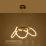 kelvo® GLOW 61658 Μοντέρνο Κρεμαστό Φωτιστικό Οροφής LED 36W 3600lm 360° AC 220-240V IP20 Ρυθμιζόμενο Λευκό CCT με Χειριστήριο από 2700K έως 6000K Dimmable – Lumileds SMD Chip – Χρυσό Πλατίνα & Λευκό Νήμα – Μ60 x Π60 x Υ45cm – 3 Χρόνια Εγγύηση