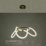 kelvo® GLOW 61658 Μοντέρνο Κρεμαστό Φωτιστικό Οροφής LED 36W 3600lm 360° AC 220-240V IP20 Ρυθμιζόμενο Λευκό CCT με Χειριστήριο από 2700K έως 6000K Dimmable – Lumileds SMD Chip – Χρυσό Πλατίνα & Λευκό Νήμα – Μ60 x Π60 x Υ45cm – 3 Χρόνια Εγγύηση