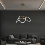 kelvo® GLOW 61658 Μοντέρνο Κρεμαστό Φωτιστικό Οροφής LED 36W 3600lm 360° AC 220-240V IP20 Ρυθμιζόμενο Λευκό CCT με Χειριστήριο από 2700K έως 6000K Dimmable – Lumileds SMD Chip – Χρυσό Πλατίνα & Λευκό Νήμα – Μ60 x Π60 x Υ45cm – 3 Χρόνια Εγγύηση