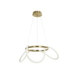 kelvo® GLOW 61658 Μοντέρνο Κρεμαστό Φωτιστικό Οροφής LED 36W 3600lm 360° AC 220-240V IP20 Ρυθμιζόμενο Λευκό CCT με Χειριστήριο από 2700K έως 6000K Dimmable – Lumileds SMD Chip – Χρυσό Πλατίνα & Λευκό Νήμα – Μ60 x Π60 x Υ45cm – 3 Χρόνια Εγγύηση