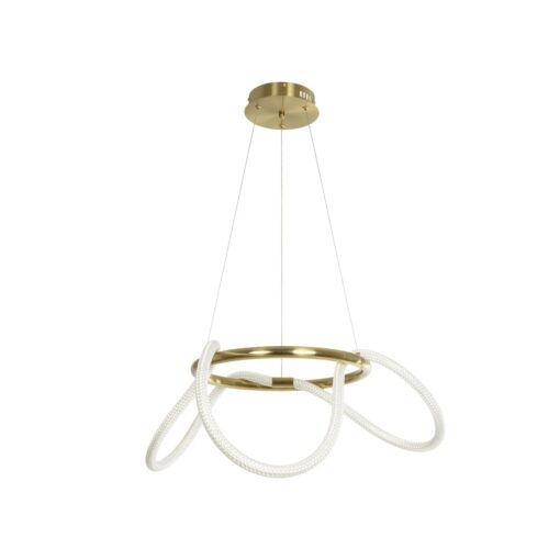 kelvo® GLOW 61658 Μοντέρνο Κρεμαστό Φωτιστικό Οροφής LED 36W 3600lm 360° AC 220-240V IP20 Ρυθμιζόμενο Λευκό CCT με Χειριστήριο από 2700K έως 6000K Dimmable – Lumileds SMD Chip – Χρυσό Πλατίνα & Λευκό Νήμα – Μ60 x Π60 x Υ45cm – 3 Χρόνια Εγγύηση
