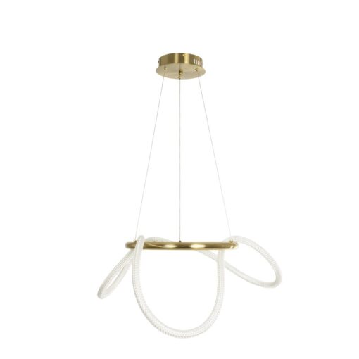 kelvo® GLOW 61658 Μοντέρνο Κρεμαστό Φωτιστικό Οροφής LED 36W 3600lm 360° AC 220-240V IP20 Ρυθμιζόμενο Λευκό CCT με Χειριστήριο από 2700K έως 6000K Dimmable – Lumileds SMD Chip – Χρυσό Πλατίνα & Λευκό Νήμα – Μ60 x Π60 x Υ45cm – 3 Χρόνια Εγγύηση