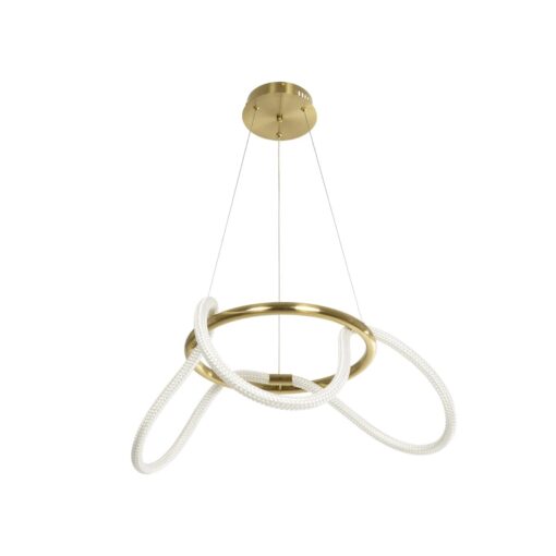 kelvo® GLOW 61658 Μοντέρνο Κρεμαστό Φωτιστικό Οροφής LED 36W 3600lm 360° AC 220-240V IP20 Ρυθμιζόμενο Λευκό CCT με Χειριστήριο από 2700K έως 6000K Dimmable – Lumileds SMD Chip – Χρυσό Πλατίνα & Λευκό Νήμα – Μ60 x Π60 x Υ45cm – 3 Χρόνια Εγγύηση
