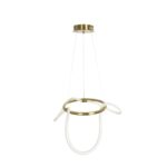 kelvo® GLOW 61658 Μοντέρνο Κρεμαστό Φωτιστικό Οροφής LED 36W 3600lm 360° AC 220-240V IP20 Ρυθμιζόμενο Λευκό CCT με Χειριστήριο από 2700K έως 6000K Dimmable – Lumileds SMD Chip – Χρυσό Πλατίνα & Λευκό Νήμα – Μ60 x Π60 x Υ45cm – 3 Χρόνια Εγγύηση