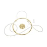 kelvo® GLOW 61659 Μοντέρνο Κρεμαστό Φωτιστικό Οροφής LED 58W 5800lm 360° AC 220-240V IP20 Ρυθμιζόμενο Λευκό CCT με Χειριστήριο από 2700K έως 6000K Dimmable – Lumileds SMD Chip – Χρυσό Πλατίνα & Λευκό Νήμα – Μ80 x Π80 x Υ60cm – 3 Χρόνια Εγγύηση