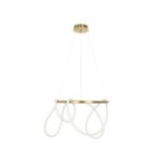 kelvo® GLOW 61659 Μοντέρνο Κρεμαστό Φωτιστικό Οροφής LED 58W 5800lm 360° AC 220-240V IP20 Ρυθμιζόμενο Λευκό CCT με Χειριστήριο από 2700K έως 6000K Dimmable – Lumileds SMD Chip – Χρυσό Πλατίνα & Λευκό Νήμα – Μ80 x Π80 x Υ60cm – 3 Χρόνια Εγγύηση