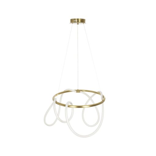 kelvo® GLOW 61659 Μοντέρνο Κρεμαστό Φωτιστικό Οροφής LED 58W 5800lm 360° AC 220-240V IP20 Ρυθμιζόμενο Λευκό CCT με Χειριστήριο από 2700K έως 6000K Dimmable – Lumileds SMD Chip – Χρυσό Πλατίνα & Λευκό Νήμα – Μ80 x Π80 x Υ60cm – 3 Χρόνια Εγγύηση