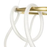 kelvo® GLOW 61659 Μοντέρνο Κρεμαστό Φωτιστικό Οροφής LED 58W 5800lm 360° AC 220-240V IP20 Ρυθμιζόμενο Λευκό CCT με Χειριστήριο από 2700K έως 6000K Dimmable – Lumileds SMD Chip – Χρυσό Πλατίνα & Λευκό Νήμα – Μ80 x Π80 x Υ60cm – 3 Χρόνια Εγγύηση