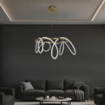 kelvo® GLOW 61660 Μοντέρνο Κρεμαστό Φωτιστικό Οροφής LED 69W 6900lm 360° AC 220-240V IP20 Ρυθμιζόμενο Λευκό CCT με Χειριστήριο από 2700K έως 6000K Dimmable – Lumileds SMD Chip – Χρυσό Πλατίνα & Λευκό Νήμα – Μ100 x Π100 x Υ70cm – 3 Χρόνια Εγγύηση