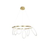 kelvo® GLOW 61660 Μοντέρνο Κρεμαστό Φωτιστικό Οροφής LED 69W 6900lm 360° AC 220-240V IP20 Ρυθμιζόμενο Λευκό CCT με Χειριστήριο από 2700K έως 6000K Dimmable – Lumileds SMD Chip – Χρυσό Πλατίνα & Λευκό Νήμα – Μ100 x Π100 x Υ70cm – 3 Χρόνια Εγγύηση