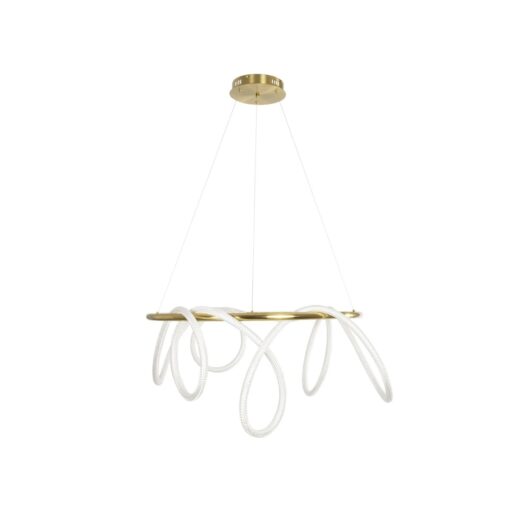 kelvo® GLOW 61660 Μοντέρνο Κρεμαστό Φωτιστικό Οροφής LED 69W 6900lm 360° AC 220-240V IP20 Ρυθμιζόμενο Λευκό CCT με Χειριστήριο από 2700K έως 6000K Dimmable – Lumileds SMD Chip – Χρυσό Πλατίνα & Λευκό Νήμα – Μ100 x Π100 x Υ70cm – 3 Χρόνια Εγγύηση