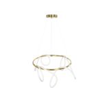 kelvo® GLOW 61660 Μοντέρνο Κρεμαστό Φωτιστικό Οροφής LED 69W 6900lm 360° AC 220-240V IP20 Ρυθμιζόμενο Λευκό CCT με Χειριστήριο από 2700K έως 6000K Dimmable – Lumileds SMD Chip – Χρυσό Πλατίνα & Λευκό Νήμα – Μ100 x Π100 x Υ70cm – 3 Χρόνια Εγγύηση