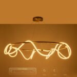 kelvo® GLOW 61661 Μοντέρνο Κρεμαστό Φωτιστικό Οροφής LED 100W 10000lm 360° AC 220-240V IP20 Ρυθμιζόμενο Λευκό CCT με Χειριστήριο από 2700K έως 6000K Dimmable – Lumileds SMD Chip – Χρυσό Πλατίνα & Λευκό Νήμα – Μ150 x Π150 x Υ100cm – 3 Χρόνια Εγγύηση