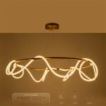 kelvo® GLOW 61661 Μοντέρνο Κρεμαστό Φωτιστικό Οροφής LED 100W 10000lm 360° AC 220-240V IP20 Ρυθμιζόμενο Λευκό CCT με Χειριστήριο από 2700K έως 6000K Dimmable – Lumileds SMD Chip – Χρυσό Πλατίνα & Λευκό Νήμα – Μ150 x Π150 x Υ100cm – 3 Χρόνια Εγγύηση