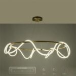 kelvo® GLOW 61661 Μοντέρνο Κρεμαστό Φωτιστικό Οροφής LED 100W 10000lm 360° AC 220-240V IP20 Ρυθμιζόμενο Λευκό CCT με Χειριστήριο από 2700K έως 6000K Dimmable – Lumileds SMD Chip – Χρυσό Πλατίνα & Λευκό Νήμα – Μ150 x Π150 x Υ100cm – 3 Χρόνια Εγγύηση
