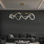 kelvo® GLOW 61661 Μοντέρνο Κρεμαστό Φωτιστικό Οροφής LED 100W 10000lm 360° AC 220-240V IP20 Ρυθμιζόμενο Λευκό CCT με Χειριστήριο από 2700K έως 6000K Dimmable – Lumileds SMD Chip – Χρυσό Πλατίνα & Λευκό Νήμα – Μ150 x Π150 x Υ100cm – 3 Χρόνια Εγγύηση