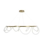 kelvo® GLOW 61661 Μοντέρνο Κρεμαστό Φωτιστικό Οροφής LED 100W 10000lm 360° AC 220-240V IP20 Ρυθμιζόμενο Λευκό CCT με Χειριστήριο από 2700K έως 6000K Dimmable – Lumileds SMD Chip – Χρυσό Πλατίνα & Λευκό Νήμα – Μ150 x Π150 x Υ100cm – 3 Χρόνια Εγγύηση