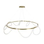 kelvo® GLOW 61661 Μοντέρνο Κρεμαστό Φωτιστικό Οροφής LED 100W 10000lm 360° AC 220-240V IP20 Ρυθμιζόμενο Λευκό CCT με Χειριστήριο από 2700K έως 6000K Dimmable – Lumileds SMD Chip – Χρυσό Πλατίνα & Λευκό Νήμα – Μ150 x Π150 x Υ100cm – 3 Χρόνια Εγγύηση