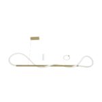 kelvo® GLOW 61662 Μοντέρνο Κρεμαστό Φωτιστικό Οροφής LED 34W 3400lm 360° AC 220-240V IP20 Ρυθμιζόμενο Λευκό CCT με Χειριστήριο από 2700K έως 6000K Dimmable – Lumileds SMD Chip – Χρυσό Πλατίνα & Λευκό Νήμα – Μ120 x Π35 x Υ50cm – 3 Χρόνια Εγγύηση