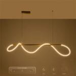 kelvo® GLOW 61662 Μοντέρνο Κρεμαστό Φωτιστικό Οροφής LED 34W 3400lm 360° AC 220-240V IP20 Ρυθμιζόμενο Λευκό CCT με Χειριστήριο από 2700K έως 6000K Dimmable – Lumileds SMD Chip – Χρυσό Πλατίνα & Λευκό Νήμα – Μ120 x Π35 x Υ50cm – 3 Χρόνια Εγγύηση