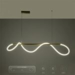 kelvo® GLOW 61662 Μοντέρνο Κρεμαστό Φωτιστικό Οροφής LED 34W 3400lm 360° AC 220-240V IP20 Ρυθμιζόμενο Λευκό CCT με Χειριστήριο από 2700K έως 6000K Dimmable – Lumileds SMD Chip – Χρυσό Πλατίνα & Λευκό Νήμα – Μ120 x Π35 x Υ50cm – 3 Χρόνια Εγγύηση