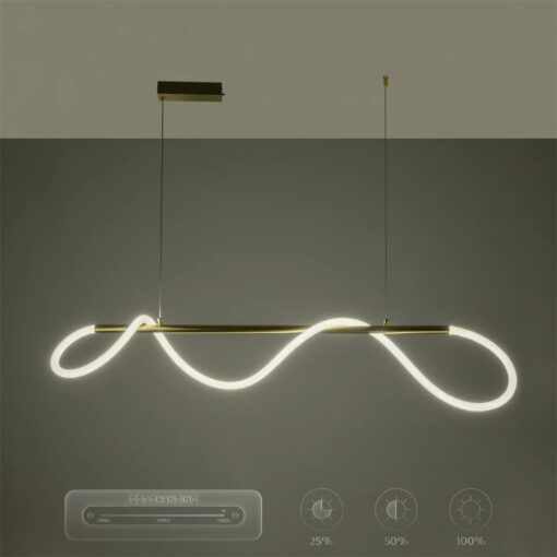 kelvo® GLOW 61662 Μοντέρνο Κρεμαστό Φωτιστικό Οροφής LED 34W 3400lm 360° AC 220-240V IP20 Ρυθμιζόμενο Λευκό CCT με Χειριστήριο από 2700K έως 6000K Dimmable – Lumileds SMD Chip – Χρυσό Πλατίνα & Λευκό Νήμα – Μ120 x Π35 x Υ50cm – 3 Χρόνια Εγγύηση