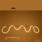 kelvo® GLOW 61663 Μοντέρνο Κρεμαστό Φωτιστικό Οροφής LED 45W 4500lm 360° AC 220-240V IP20 Ρυθμιζόμενο Λευκό CCT με Χειριστήριο από 2700K έως 6000K Dimmable – Lumileds SMD Chip – Χρυσό Πλατίνα & Λευκό Νήμα – Μ150 x Π35 x Υ50cm – 3 Χρόνια Εγγύηση