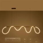kelvo® GLOW 61663 Μοντέρνο Κρεμαστό Φωτιστικό Οροφής LED 45W 4500lm 360° AC 220-240V IP20 Ρυθμιζόμενο Λευκό CCT με Χειριστήριο από 2700K έως 6000K Dimmable – Lumileds SMD Chip – Χρυσό Πλατίνα & Λευκό Νήμα – Μ150 x Π35 x Υ50cm – 3 Χρόνια Εγγύηση