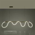 kelvo® GLOW 61663 Μοντέρνο Κρεμαστό Φωτιστικό Οροφής LED 45W 4500lm 360° AC 220-240V IP20 Ρυθμιζόμενο Λευκό CCT με Χειριστήριο από 2700K έως 6000K Dimmable – Lumileds SMD Chip – Χρυσό Πλατίνα & Λευκό Νήμα – Μ150 x Π35 x Υ50cm – 3 Χρόνια Εγγύηση