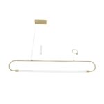 kelvo® GLOW 61664 Μοντέρνο Κρεμαστό Φωτιστικό Οροφής LED 15W 1500lm 360° AC 220-240V IP20 Ρυθμιζόμενο Λευκό CCT με Χειριστήριο από 2700K έως 6000K Dimmable – Lumileds SMD Chip – Χρυσό Πλατίνα & Λευκό Νήμα – Μ120 x Π3 x Υ25cm – 3 Χρόνια Εγγύηση