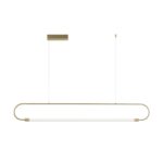 kelvo® GLOW 61664 Μοντέρνο Κρεμαστό Φωτιστικό Οροφής LED 15W 1500lm 360° AC 220-240V IP20 Ρυθμιζόμενο Λευκό CCT με Χειριστήριο από 2700K έως 6000K Dimmable – Lumileds SMD Chip – Χρυσό Πλατίνα & Λευκό Νήμα – Μ120 x Π3 x Υ25cm – 3 Χρόνια Εγγύηση