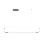 kelvo® GLOW 61664 Μοντέρνο Κρεμαστό Φωτιστικό Οροφής LED 15W 1500lm 360° AC 220-240V IP20 Ρυθμιζόμενο Λευκό CCT με Χειριστήριο από 2700K έως 6000K Dimmable – Lumileds SMD Chip – Χρυσό Πλατίνα & Λευκό Νήμα – Μ120 x Π3 x Υ25cm – 3 Χρόνια Εγγύηση