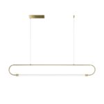 kelvo® GLOW 61664 Μοντέρνο Κρεμαστό Φωτιστικό Οροφής LED 15W 1500lm 360° AC 220-240V IP20 Ρυθμιζόμενο Λευκό CCT με Χειριστήριο από 2700K έως 6000K Dimmable – Lumileds SMD Chip – Χρυσό Πλατίνα & Λευκό Νήμα – Μ120 x Π3 x Υ25cm – 3 Χρόνια Εγγύηση