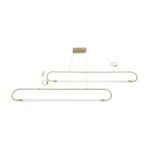 kelvo® GLOW 61665 Μοντέρνο Κρεμαστό Φωτιστικό Οροφής LED 28W 2800lm 360° AC 220-240V IP20 Ρυθμιζόμενο Λευκό CCT με Χειριστήριο από 2700K έως 6000K Dimmable – Lumileds SMD Chip – Χρυσό Πλατίνα & Λευκό Νήμα – Μ160 x Π3 x Υ25cm – 3 Χρόνια Εγγύηση