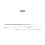 kelvo® GLOW 61665 Μοντέρνο Κρεμαστό Φωτιστικό Οροφής LED 28W 2800lm 360° AC 220-240V IP20 Ρυθμιζόμενο Λευκό CCT με Χειριστήριο από 2700K έως 6000K Dimmable – Lumileds SMD Chip – Χρυσό Πλατίνα & Λευκό Νήμα – Μ160 x Π3 x Υ25cm – 3 Χρόνια Εγγύηση