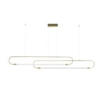 kelvo® GLOW 61665 Μοντέρνο Κρεμαστό Φωτιστικό Οροφής LED 28W 2800lm 360° AC 220-240V IP20 Ρυθμιζόμενο Λευκό CCT με Χειριστήριο από 2700K έως 6000K Dimmable – Lumileds SMD Chip – Χρυσό Πλατίνα & Λευκό Νήμα – Μ160 x Π3 x Υ25cm – 3 Χρόνια Εγγύηση