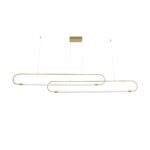 kelvo® GLOW 61665 Μοντέρνο Κρεμαστό Φωτιστικό Οροφής LED 28W 2800lm 360° AC 220-240V IP20 Ρυθμιζόμενο Λευκό CCT με Χειριστήριο από 2700K έως 6000K Dimmable – Lumileds SMD Chip – Χρυσό Πλατίνα & Λευκό Νήμα – Μ160 x Π3 x Υ25cm – 3 Χρόνια Εγγύηση