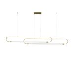 kelvo® GLOW 61665 Μοντέρνο Κρεμαστό Φωτιστικό Οροφής LED 28W 2800lm 360° AC 220-240V IP20 Ρυθμιζόμενο Λευκό CCT με Χειριστήριο από 2700K έως 6000K Dimmable – Lumileds SMD Chip – Χρυσό Πλατίνα & Λευκό Νήμα – Μ160 x Π3 x Υ25cm – 3 Χρόνια Εγγύηση