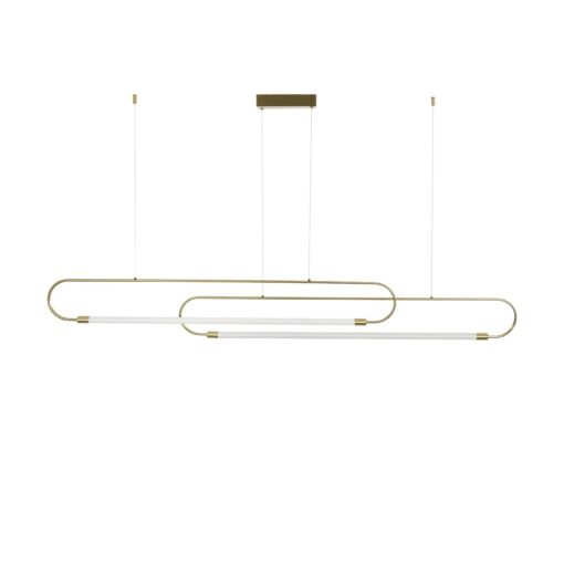 kelvo® GLOW 61665 Μοντέρνο Κρεμαστό Φωτιστικό Οροφής LED 28W 2800lm 360° AC 220-240V IP20 Ρυθμιζόμενο Λευκό CCT με Χειριστήριο από 2700K έως 6000K Dimmable – Lumileds SMD Chip – Χρυσό Πλατίνα & Λευκό Νήμα – Μ160 x Π3 x Υ25cm – 3 Χρόνια Εγγύηση