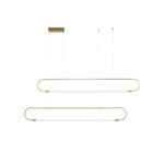 kelvo® GLOW 61665 Μοντέρνο Κρεμαστό Φωτιστικό Οροφής LED 28W 2800lm 360° AC 220-240V IP20 Ρυθμιζόμενο Λευκό CCT με Χειριστήριο από 2700K έως 6000K Dimmable – Lumileds SMD Chip – Χρυσό Πλατίνα & Λευκό Νήμα – Μ160 x Π3 x Υ25cm – 3 Χρόνια Εγγύηση