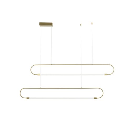 kelvo® GLOW 61665 Μοντέρνο Κρεμαστό Φωτιστικό Οροφής LED 28W 2800lm 360° AC 220-240V IP20 Ρυθμιζόμενο Λευκό CCT με Χειριστήριο από 2700K έως 6000K Dimmable – Lumileds SMD Chip – Χρυσό Πλατίνα & Λευκό Νήμα – Μ160 x Π3 x Υ25cm – 3 Χρόνια Εγγύηση