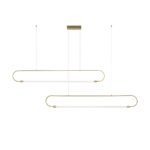kelvo® GLOW 61665 Μοντέρνο Κρεμαστό Φωτιστικό Οροφής LED 28W 2800lm 360° AC 220-240V IP20 Ρυθμιζόμενο Λευκό CCT με Χειριστήριο από 2700K έως 6000K Dimmable – Lumileds SMD Chip – Χρυσό Πλατίνα & Λευκό Νήμα – Μ160 x Π3 x Υ25cm – 3 Χρόνια Εγγύηση