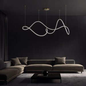 kelvo® GLOW 61668 Μοντέρνο Κρεμαστό Φωτιστικό Οροφής LED 65W 6500lm 360° AC 220-240V IP20 Ρυθμιζόμενο Λευκό CCT με Χειριστήριο από 2700K έως 6000K Dimmable – Lumileds SMD Chip – Χρυσό Πλατίνα & Λευκό Νήμα – Μ150 x Π150 x Υ80cm – 3 Χρόνια Εγγύηση