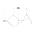 kelvo® GLOW 61668 Μοντέρνο Κρεμαστό Φωτιστικό Οροφής LED 65W 6500lm 360° AC 220-240V IP20 Ρυθμιζόμενο Λευκό CCT με Χειριστήριο από 2700K έως 6000K Dimmable – Lumileds SMD Chip – Χρυσό Πλατίνα & Λευκό Νήμα – Μ150 x Π150 x Υ80cm – 3 Χρόνια Εγγύηση